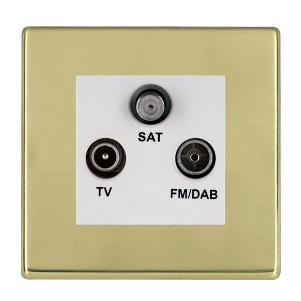 Hartland CFX Polished Brass Non-Isolated TV+FM+SAT Triplexer 1in/3out (DAB Compatible) White