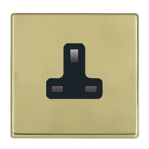 Hartland CFX Polished Brass 1 gang 13A Unswitched Socket Black