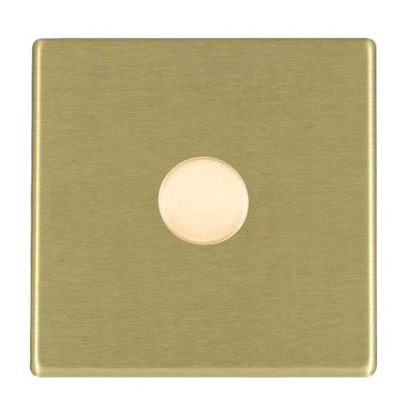 Hartland CFX Satin Brass 1 gang 200VA Inductive Leading Edge Push On-Off Rotary 2 Way Switching Dimmer Satin Brass