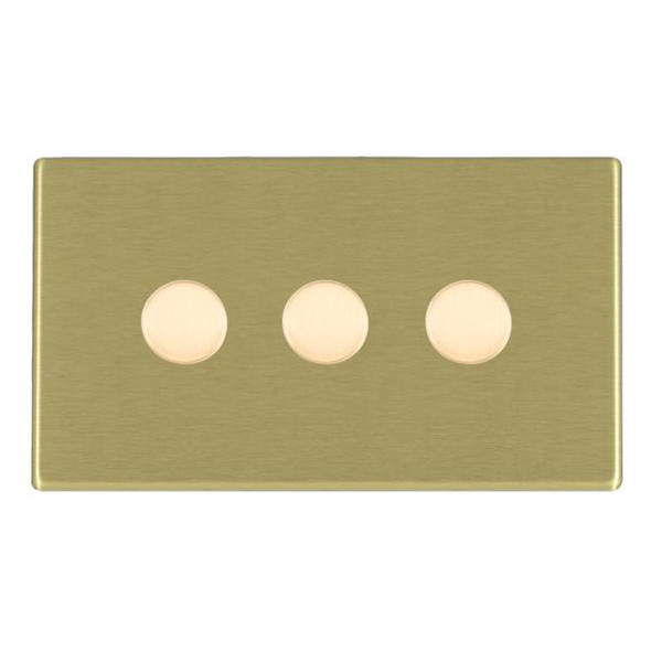 Hartland CFX Satin Brass 3x400W Resistive Leading Edge Push On-Off Rotary 2 Way Switching Dimmers Satin Brass