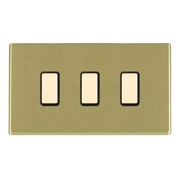 Hartland CFX Satin Brass 3x250W/210VA Resistive/Inductive Trailing Edge Touch Master Multi-Way Dimmers Satin Brass/Black