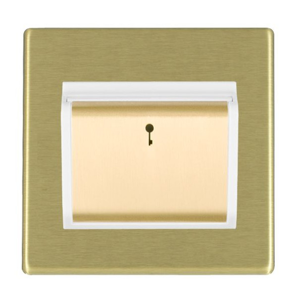 Hartland CFX Satin Brass 1 gang 10A (6AX) Card Switch On/Off with Blue LED Locator Satin Brass/White