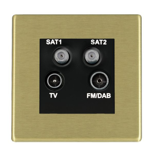 Hartland CFX Satin Brass Non-Isolated TV+FM+SAT1+SAT2 Quadplexer 2in/4out (DAB Compatible) Black