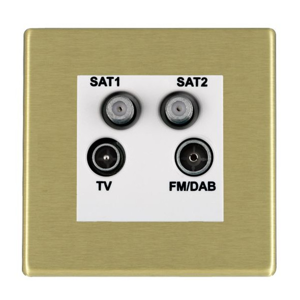 Hartland CFX Satin Brass Non-Isolated TV+FM+SAT1+SAT2 Quadplexer 2in/4out (DAB Compatible) White