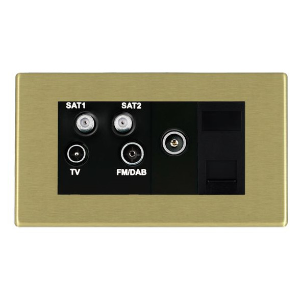 Hartland CFX Satin Brass Non-Isolated TV+FM+SAT1+SAT2 Quadplexer 2in/4out +TVF+TCS (DAB Compatible) Black