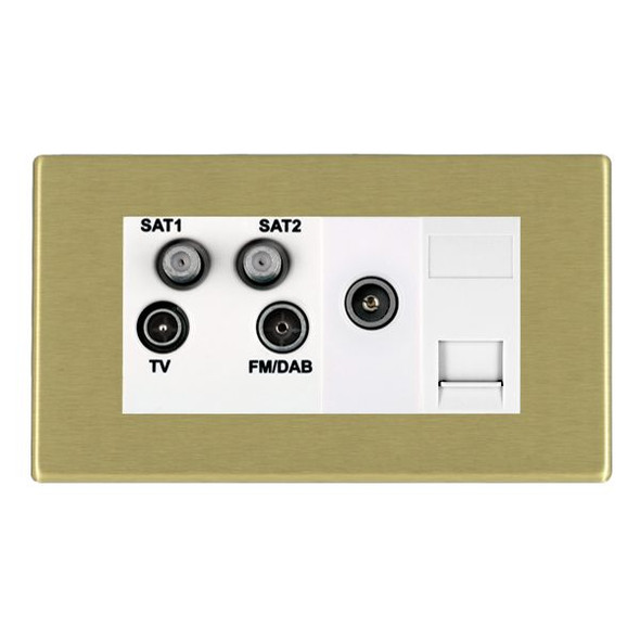 Hartland CFX Satin Brass Non-Isolated TV+FM+SAT1+SAT2 Quadplexer 2in/4out +TVF+TCS (DAB Compatible) White