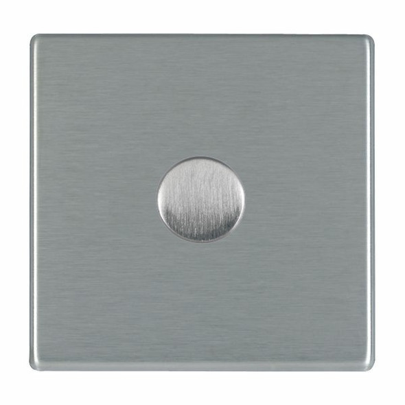 Hartland CFX Satin Steel Effect 1x400W Resistive Leading Edge Push On-Off Rotary 2 Way Switching Dimmer Satin Steel