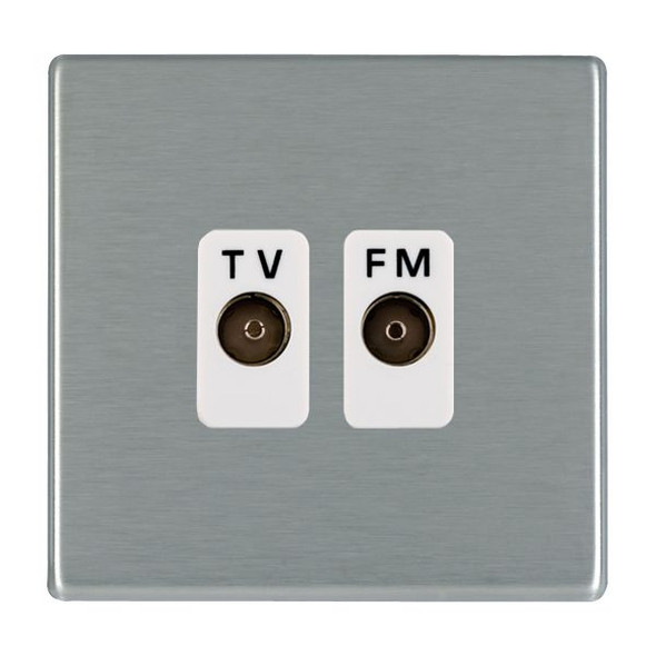 Hartland CFX Satin Steel Effect Isolated TV/FM Diplexer 1in/2out White