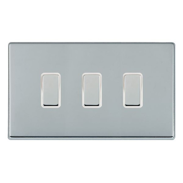 Hartland CFX Bright Chrome 3x250W/210VA Resistive/Inductive Trailing Edge Touch Master Multi-Way Dimmers Bright Chrome/White