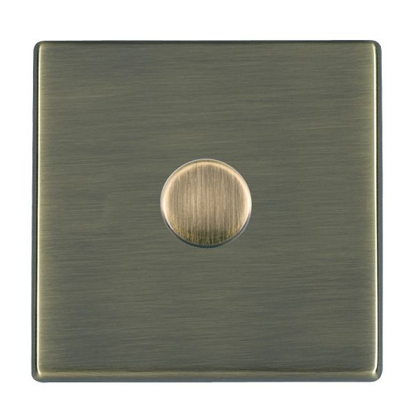 Hartland CFX Antique Brass 1 gang 200VA Inductive Leading Edge Push On-Off Rotary 2 Way Switching Dimmer Antique Brass