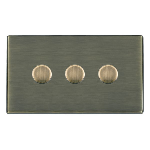 Hartland CFX Antique Brass 3g 100W LED 2 Way Push On/Off Rotary Dimmer Antique Brass