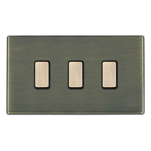 Hartland CFX Antique Brass 3x250W/210VA Resistive/Inductive Trailing Edge Touch Master Multi-Way Dimmers Antique Brass/Black