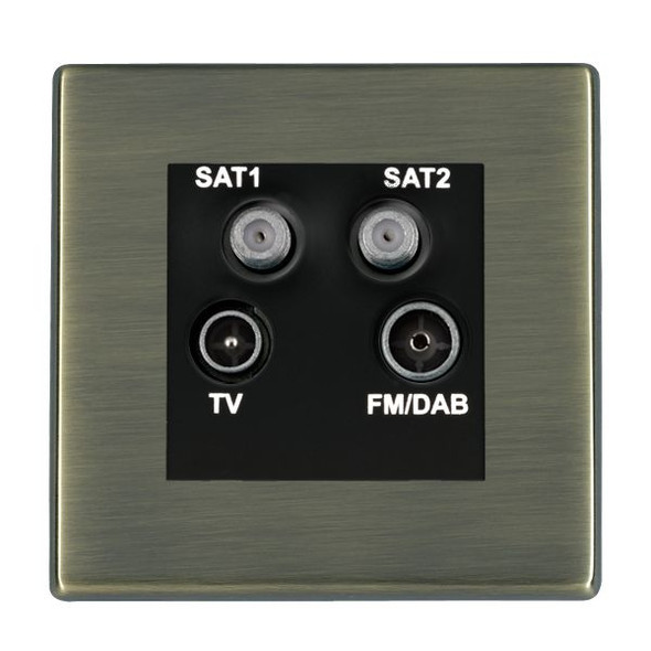 Hartland CFX Antique Brass Non-Isolated TV+FM+SAT1+SAT2 Quadplexer 2in/4out (DAB Compatible) Black