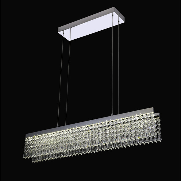 Linear Crystal LED pendant in chrome finish