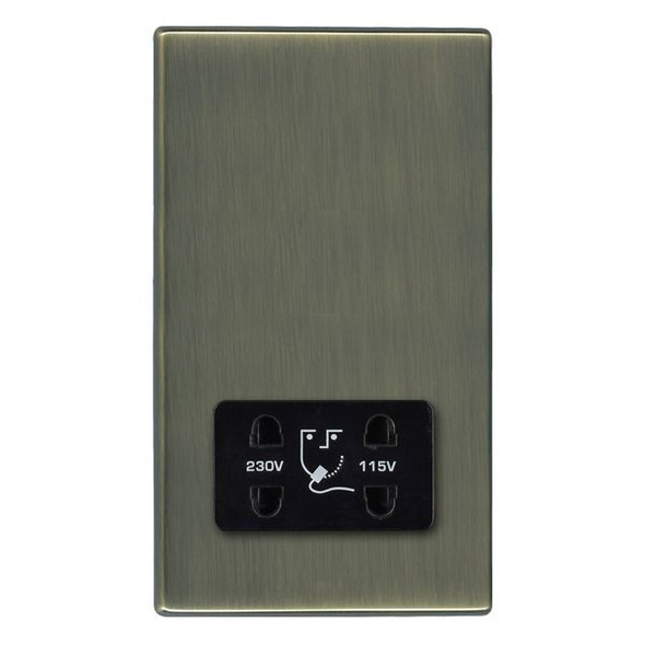 Hartland CFX Antique Brass Shaver Dual Voltage Unswitched Socket (Vertically Mounted) Black