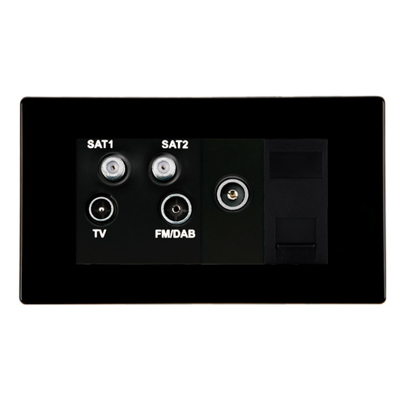 Hartland CFX Colours Jet Black Non-Isolated TV+FM+SAT1+SAT2 Quadplexer 2in/4out +TVF+TCS (DAB Compatible) Black