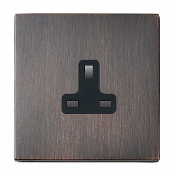 Hartland CFX Etrium Bronze 1 gang 13A Unswitched Socket Black