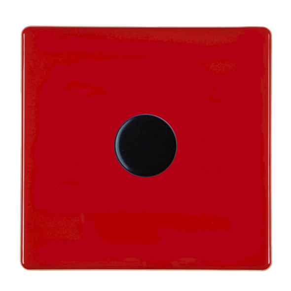 Hartland CFX Colours Pillar Box Red 1g 100W LED 2 Way Push On/Off Rotary Dimmer Black