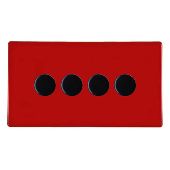 Hartland CFX Colours Pillar Box Red 4g 100W LED 2 Way Push On/Off Rotary Dimmer Black