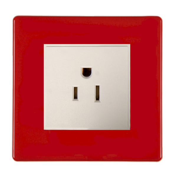 Hartland CFX Colours Pillar Box Red 1 gang 15A 110V AC American Unswitched Socket White