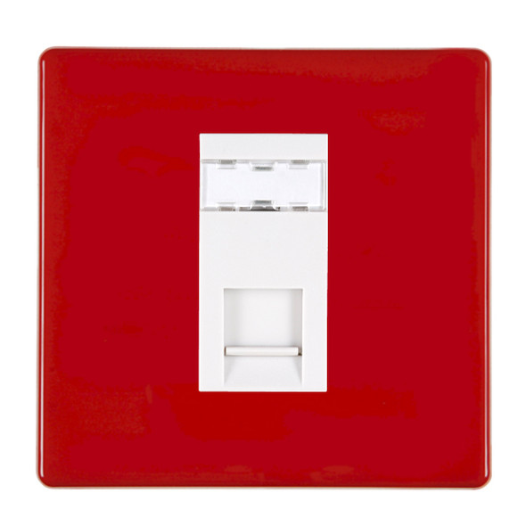 Hartland CFX Colours Pillar Box Red 1 gang RJ12 Outlet - Unshielded White