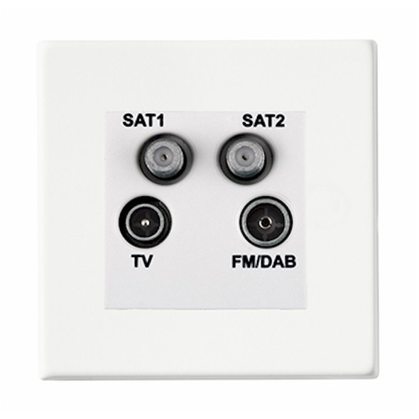 Hartland CFX Colours Bright White Non-Isolated TV+FM+SAT1+SAT2 Quadplexer 2in/4out (DAB Compatible) White