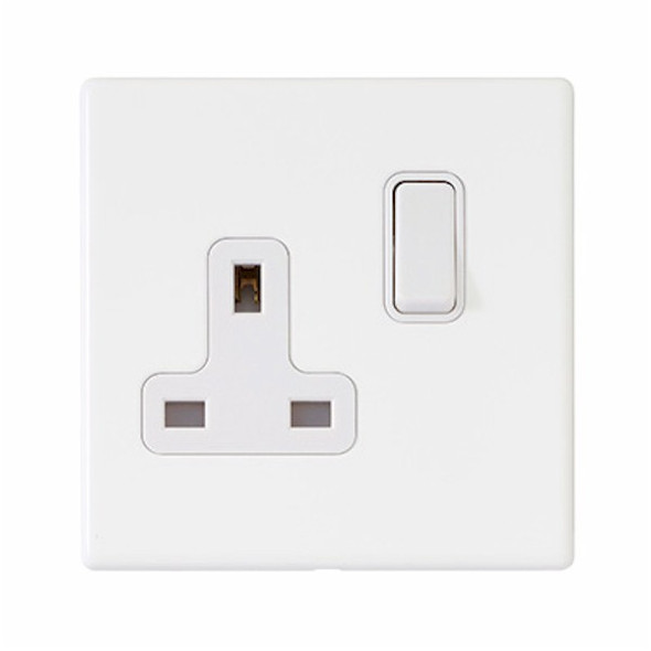 Hartland CFX Primed White 1 gang 13A Double Pole Switched Socket White/White