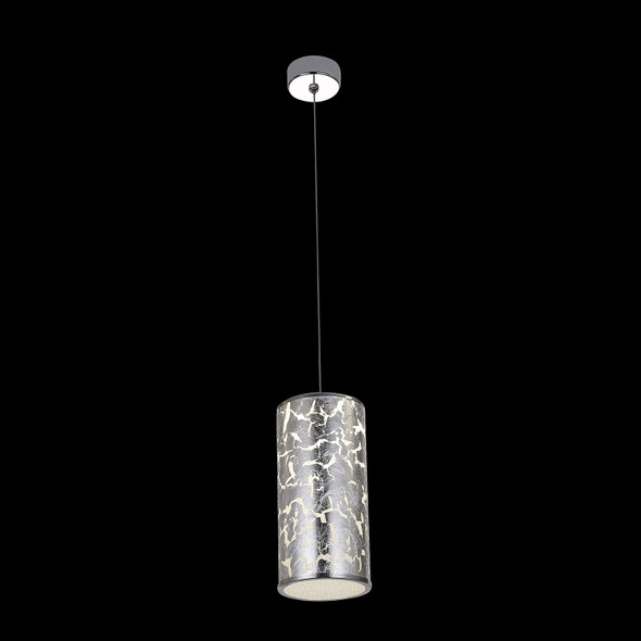Modern Glass Single LED Pendant Light Silver Foil Effectv