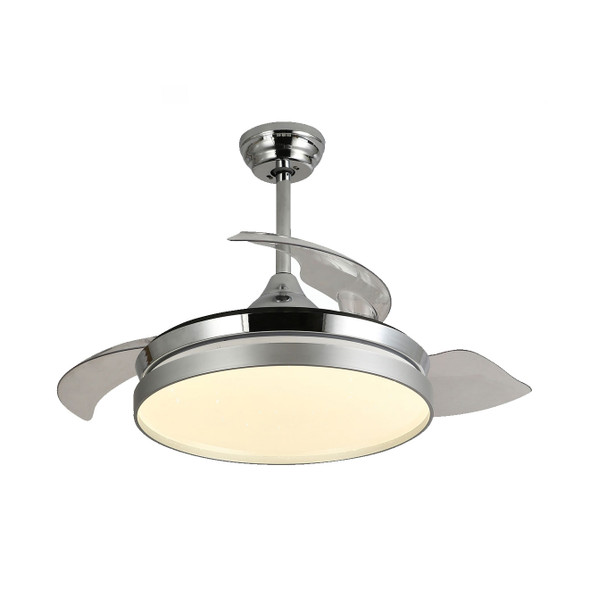 Semi Flush LED Light with Fan in Chrome Finish CCT