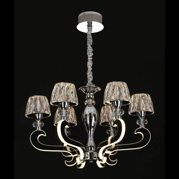 Crystal 6 Lamp LED Chandelier in Chrome Finish