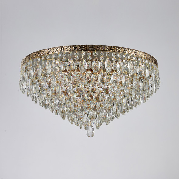 Crystal Flush Mount Chandelier in Nickel Finish 6 Lamps 60W