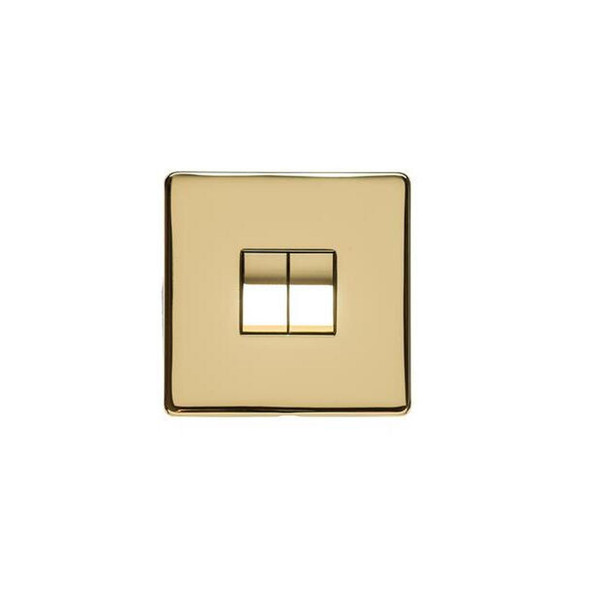 Studio Range 2 Gang Rocker Switch (10 Amp) in Polished Brass  - Trimless