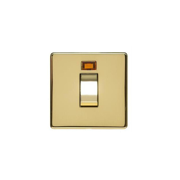 Studio Range 45A DP Cooker Switch with Neon (single plate) in Polished Brass  - Trimless