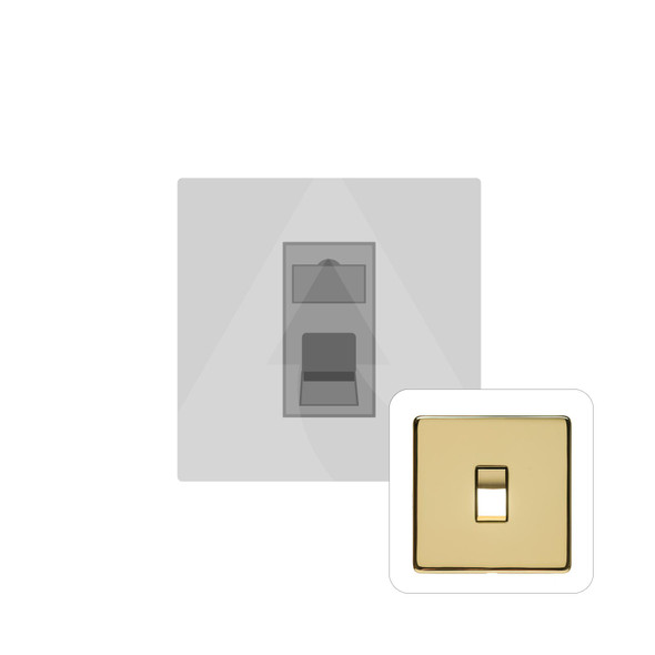 Studio Range 1 Gang RJ11 in Polished Brass  - White Trim