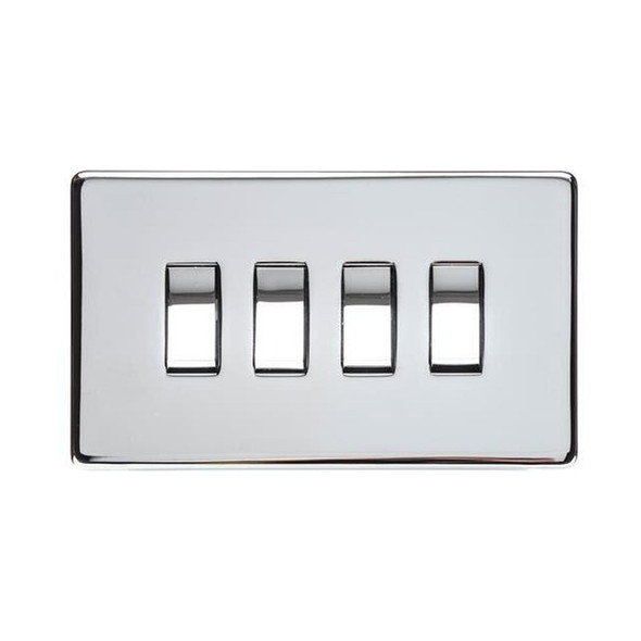 Studio Range 4 Gang Rocker Switch (10 Amp) in Polished Chrome  - Trimless