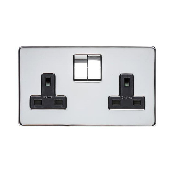 Studio Range Double Socket (13 Amp) in Polished Chrome  - Black Trim