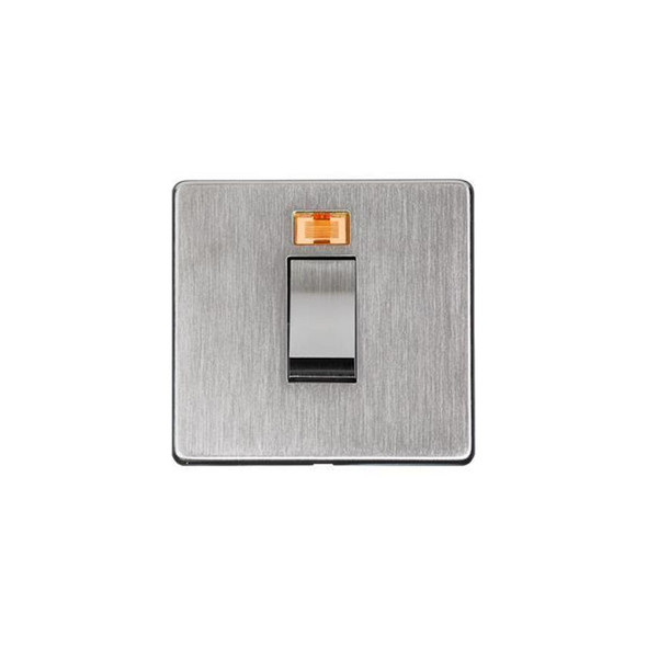 Studio Range 45A DP Cooker Switch with Neon (single plate) in Satin Chrome  - Trimless