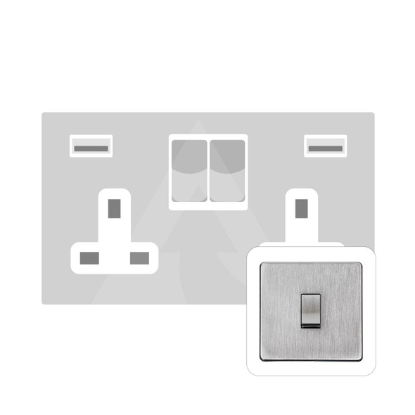 Studio Range Double USB Socket (13 Amp) in Satin Chrome  - Black Trim