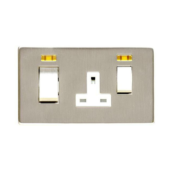 Studio Range 45A Cooker Unit + 13A Socket in Satin Nickel  - White Trim