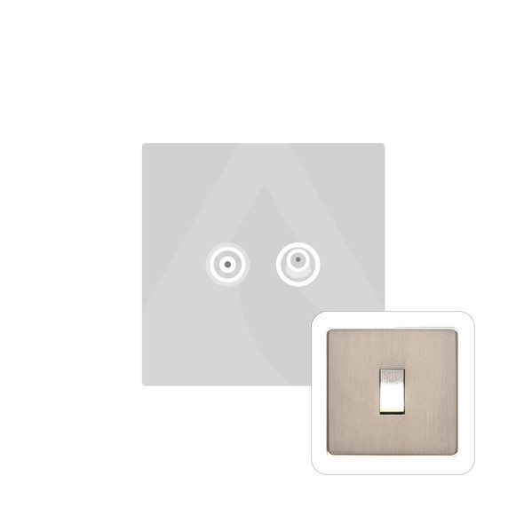 Studio Range TV/Satellite Socket in Satin Nickel  - White Trim