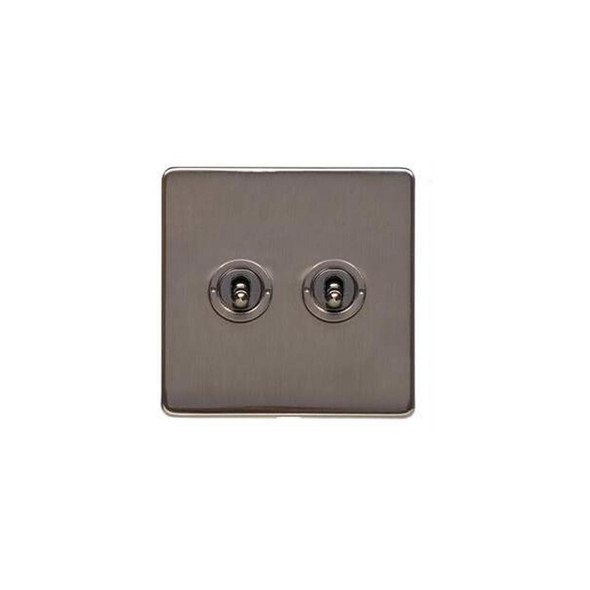 Studio Range 2 Gang Toggle Switch in Polished Bronze  - Trimless