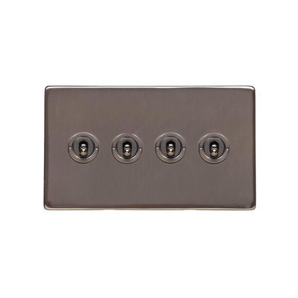 Studio Range 4 Gang Toggle Switch in Polished Bronze  - Trimless