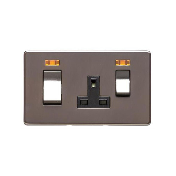 Studio Range 45A Cooker Unit + 13A Socket in Polished Bronze  - Black Trim