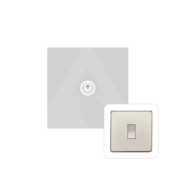 Studio Range 1 Gang Satellite Socket in Polished Nickel  - White Trim