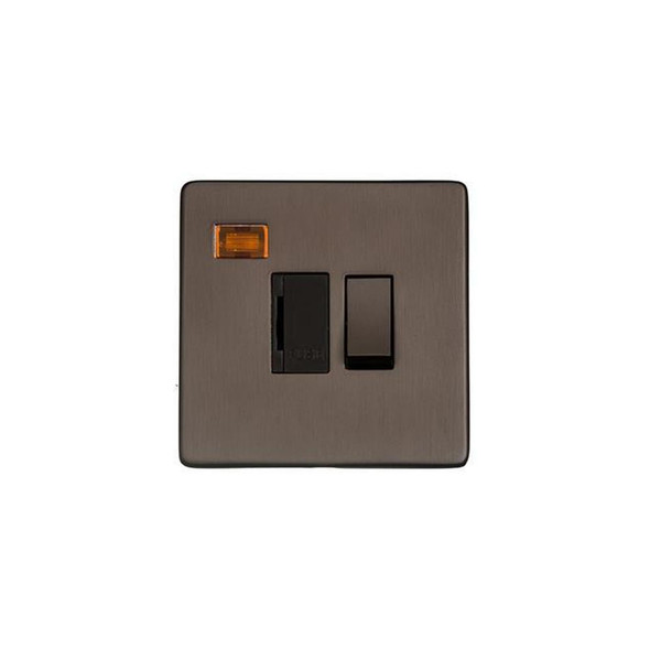 Studio Range Switched Spur with Neon (13 Amp) in Matt Bronze  - Black Trim