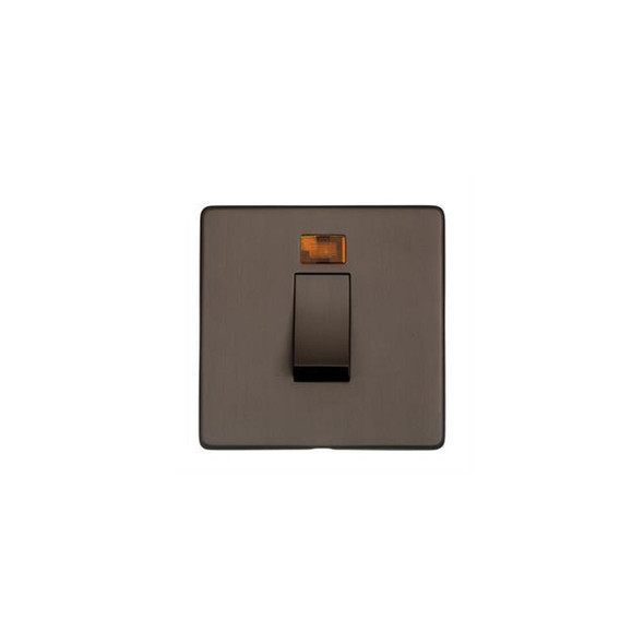 Studio Range 45A DP Cooker Switch with Neon (single plate) in Matt Bronze  - Trimless