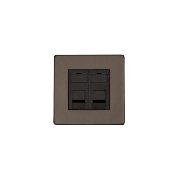 Studio Range 2 Gang Cat 6 in Matt Bronze  - Black Trim