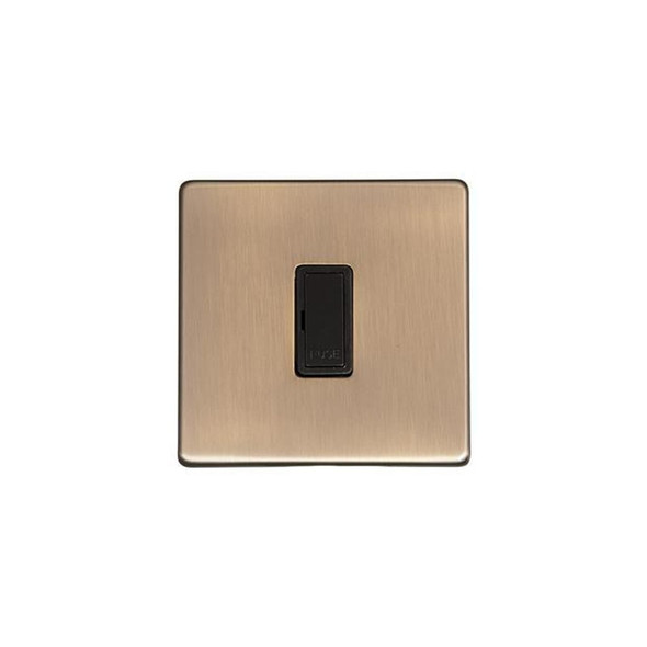 Studio Range Unswitched Spur (13 Amp) in Antique Brass  - Black Trim