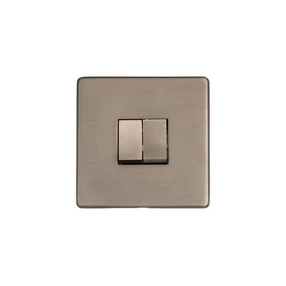 Studio Range 2 Gang Rocker Switch (10 Amp) in Aged Pewter  - Trimless