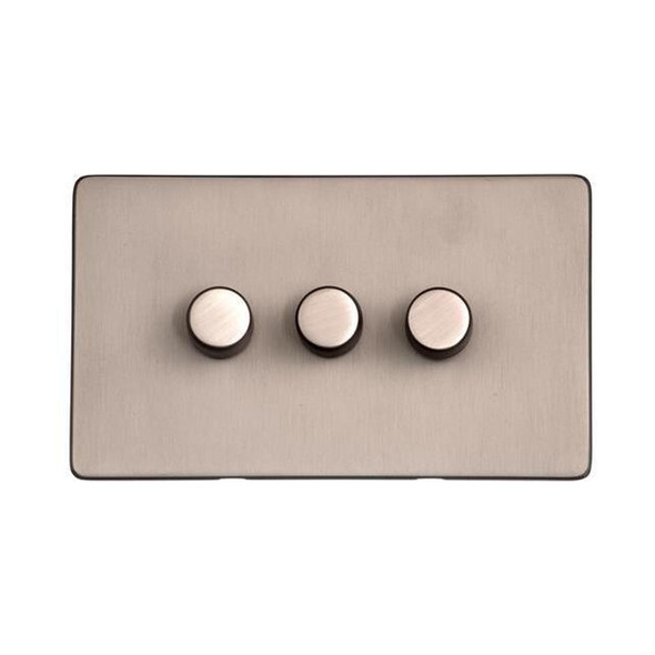 Studio Range 3 Gang Dimmer (400 watts) in Aged Pewter  - Trimless